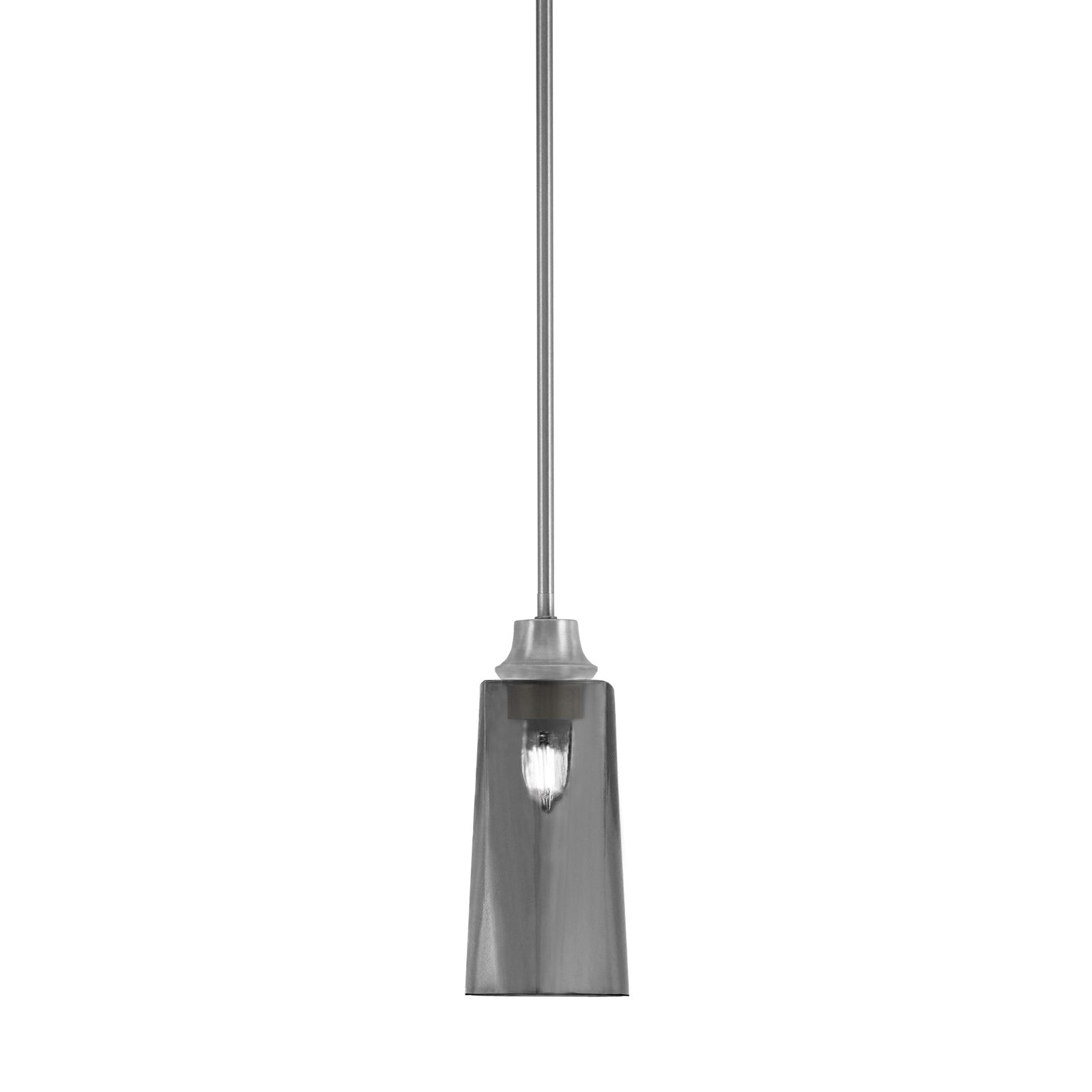 Toltec Stem 5.25in 1-Light Pendant | Industrial Graphite Steel and Smoke Bubble Glass | Kitchen Island & Dining Room | 5.25 x 11.75 in | Model 33-GP-292