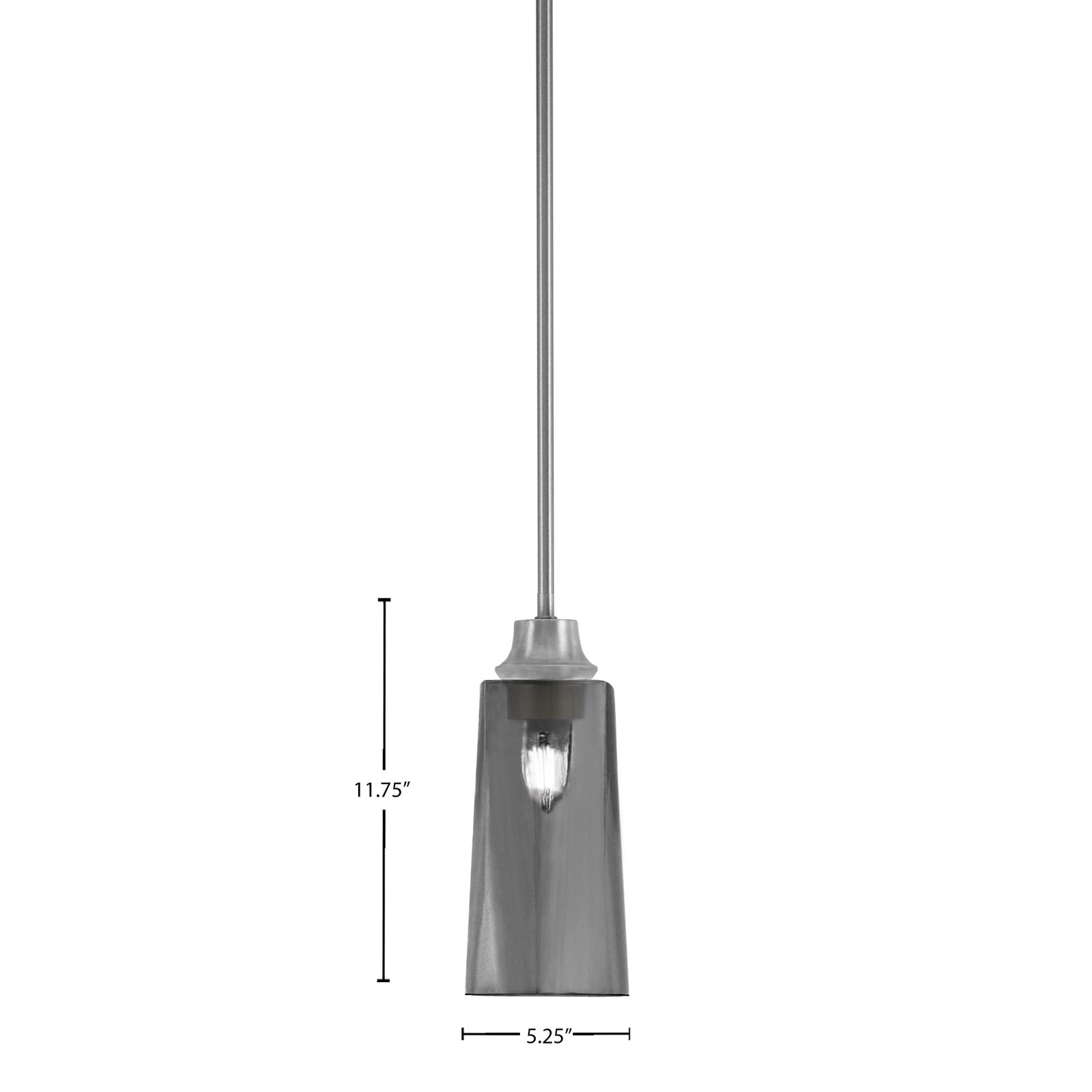 Toltec Stem 5.25in 1-Light Pendant | Industrial Graphite Steel and Smoke Bubble Glass | Kitchen Island & Dining Room | 5.25 x 11.75 in | Model 33-GP-292