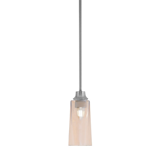 Toltec Stem 5in 1-Light Pendant | Graphite Steel and Amber Gradient Glass | Kitchen Island & Dining Room | 5.25 x 5.25 x 11.75 in | Model 33-GP-293