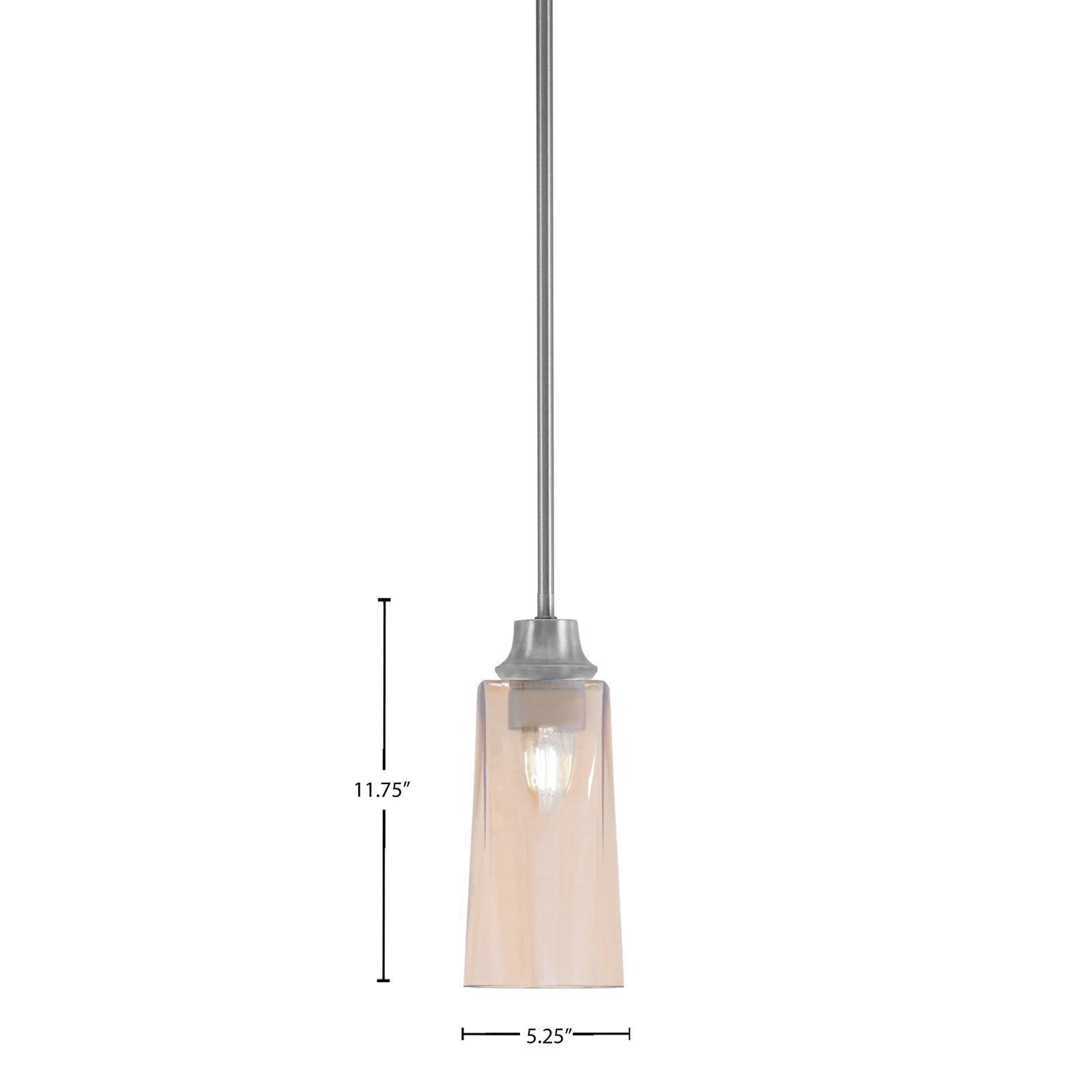 Toltec Stem 5in 1-Light Pendant | Graphite Steel and Amber Gradient Glass | Kitchen Island & Dining Room | 5.25 x 5.25 x 11.75 in | Model 33-GP-293