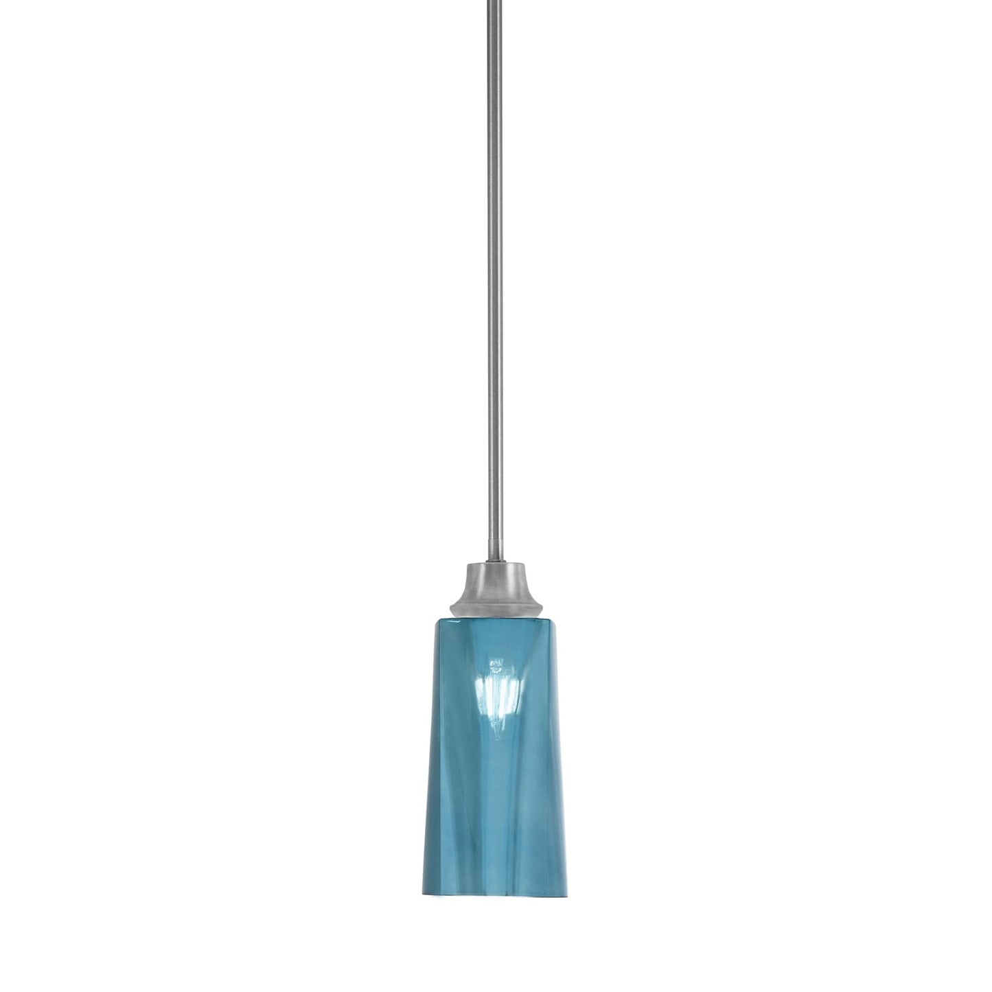 Toltec Stem 5in 1-Light Pendant | Graphite Steel and Blue Gradient Glass | Kitchen Island & Dining Room | 5.25 x 5.25 x 11.75 in | Model 33-GP-295