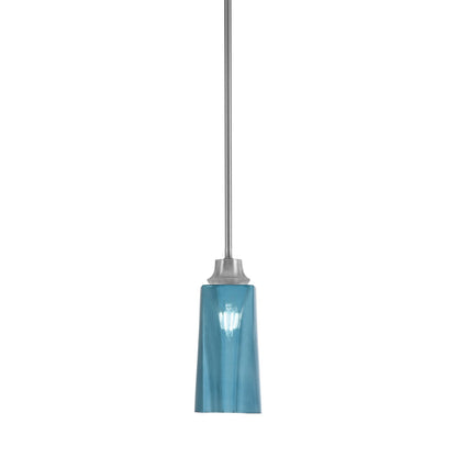 Toltec Stem 5in 1-Light Pendant | Graphite Steel and Blue Gradient Glass | Kitchen Island & Dining Room | 5.25 x 5.25 x 11.75 in | Model 33-GP-295