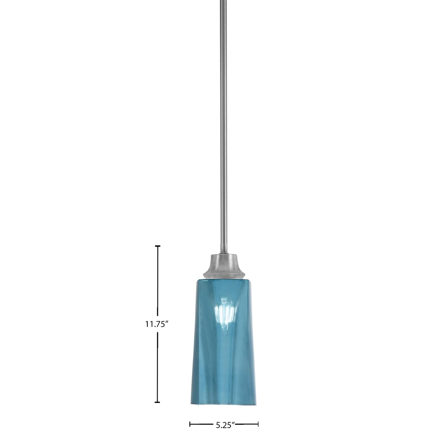 Toltec Stem 5in 1-Light Pendant | Graphite Steel and Blue Gradient Glass | Kitchen Island & Dining Room | 5.25 x 5.25 x 11.75 in | Model 33-GP-295