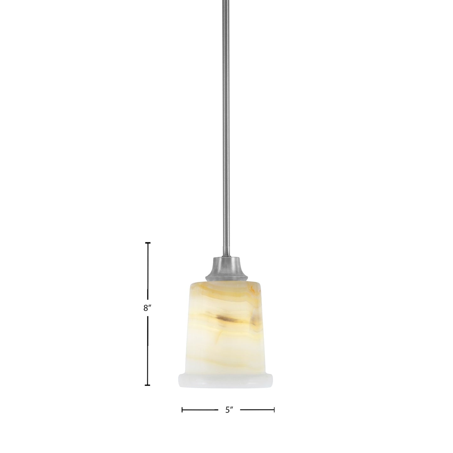 Toltec Stem 5in 1-Light Pendant | Graphite Steel and Natural Stone Glass | Kitchen Island & Dining Room | 5 x 5 x 8 in | Model 33-GP-4128