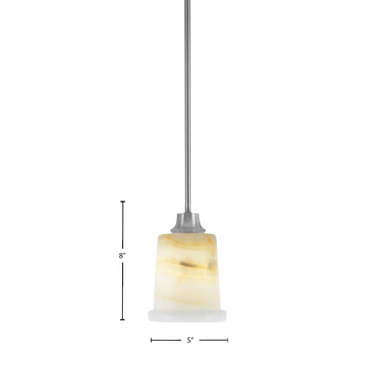 Toltec Stem 5in 1-Light Pendant | Graphite Steel and Natural Stone Glass | Kitchen Island & Dining Room | 5 x 5 x 8 in | Model 33-GP-4128