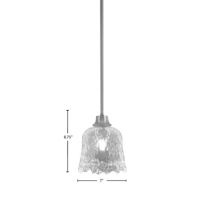 Toltec Stem 7in 1-Light Pendant | Graphite Steel and Clear Lava Glass | Kitchen Island & Dining Room | 7 x 7 x 8.75 in | Model 33-GP-4230