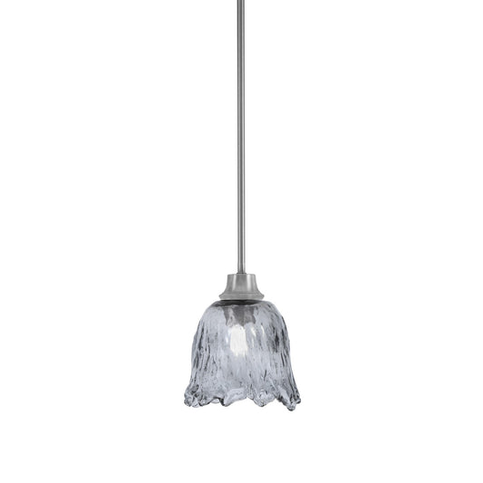 Toltec Stem 7in 1-Light Pendant | Modern Graphite Steel and Smoke Lava Glass | Kitchen Island & Dining Room | 7 x 8.75 in | Model 33-GP-4232