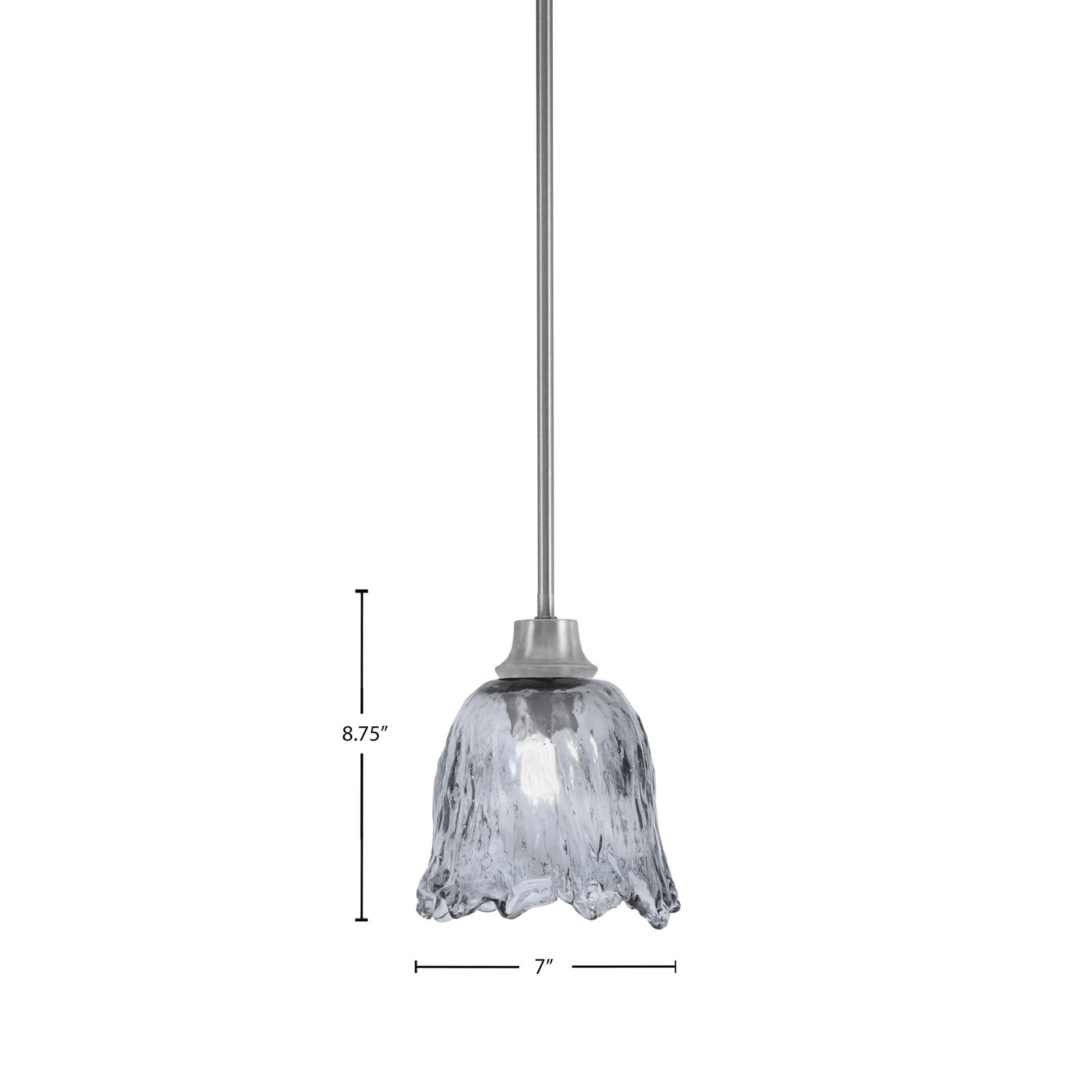 Toltec Stem 7in 1-Light Pendant | Modern Graphite Steel and Smoke Lava Glass | Kitchen Island & Dining Room | 7 x 8.75 in | Model 33-GP-4232
