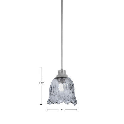 Toltec Stem 7in 1-Light Pendant | Modern Graphite Steel and Smoke Lava Glass | Kitchen Island & Dining Room | 7 x 8.75 in | Model 33-GP-4232