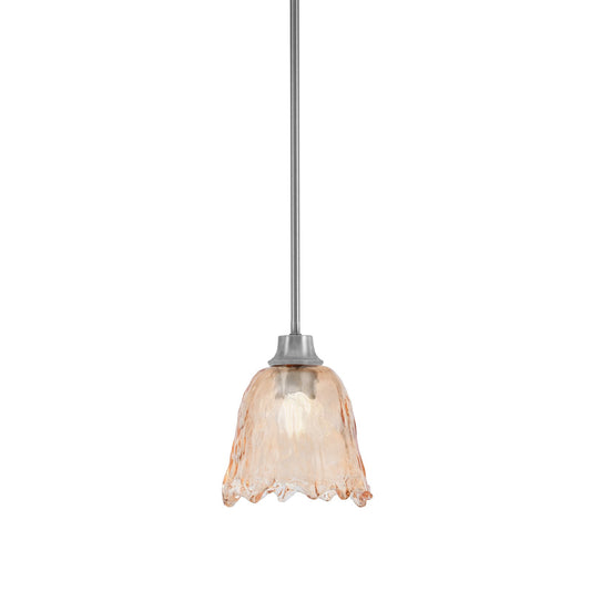 Toltec Stem 7in 1-Light Pendant | Modern Graphite Steel and Amber Lava Glass | Kitchen Island & Dining Room | 7 x 8.75 in | Model 33-GP-4233