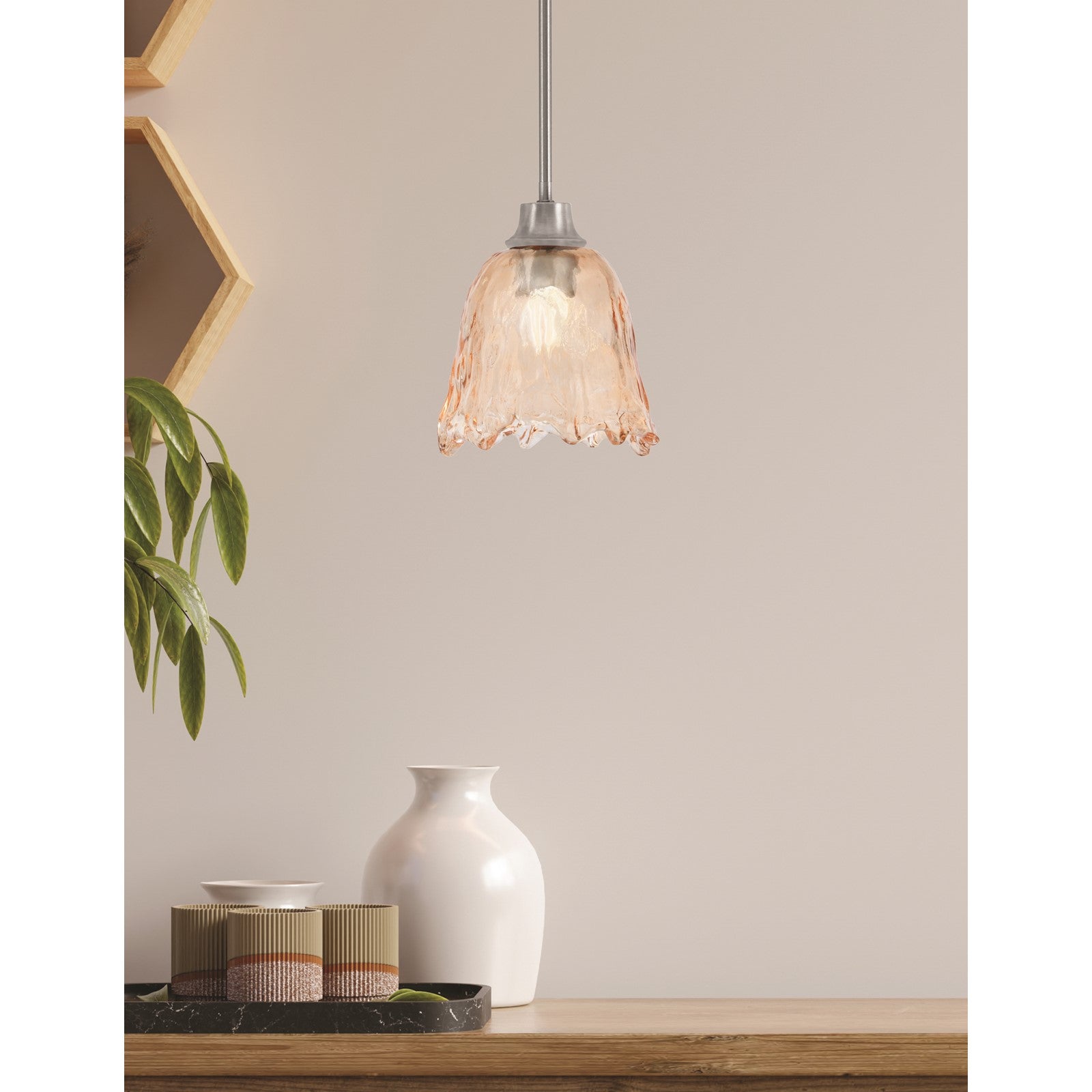 Toltec Stem 7in 1-Light Pendant | Modern Graphite Steel and Amber Lava Glass | Kitchen Island & Dining Room | 7 x 8.75 in | Model 33-GP-4233