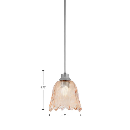 Toltec Stem 7in 1-Light Pendant | Modern Graphite Steel and Amber Lava Glass | Kitchen Island & Dining Room | 7 x 8.75 in | Model 33-GP-4233