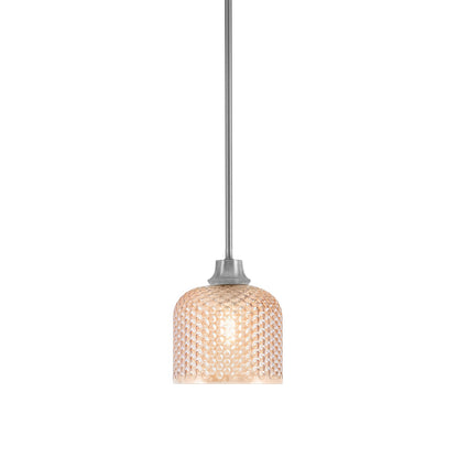 Toltec Stem 6in 1-Light Pendant | Modern Graphite Steel and Amber Textured Glass | Kitchen Island & Dining Room | 6 x 7 in | Model 33-GP-4613