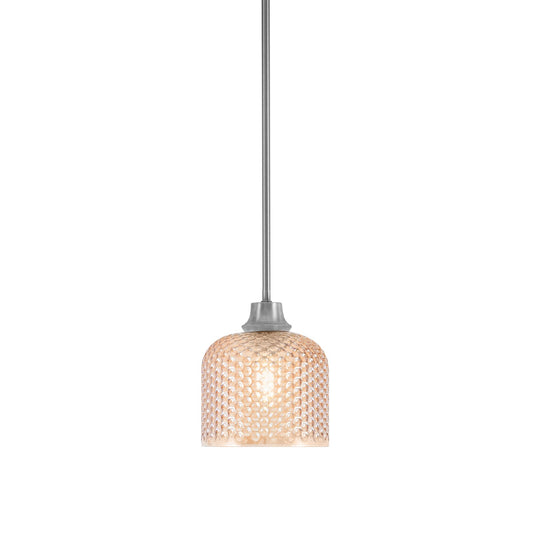Toltec Stem 6in 1-Light Pendant | Modern Graphite Steel and Amber Textured Glass | Kitchen Island & Dining Room | 6 x 7 in | Model 33-GP-4613