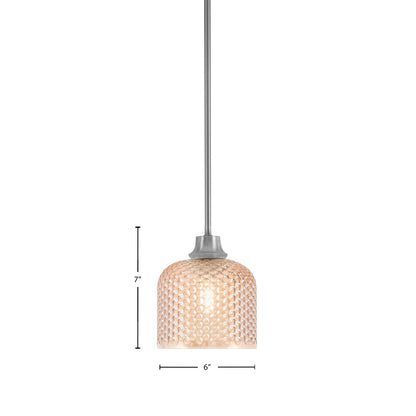Toltec Stem 6in 1-Light Pendant | Modern Graphite Steel and Amber Textured Glass | Kitchen Island & Dining Room | 6 x 7 in | Model 33-GP-4613