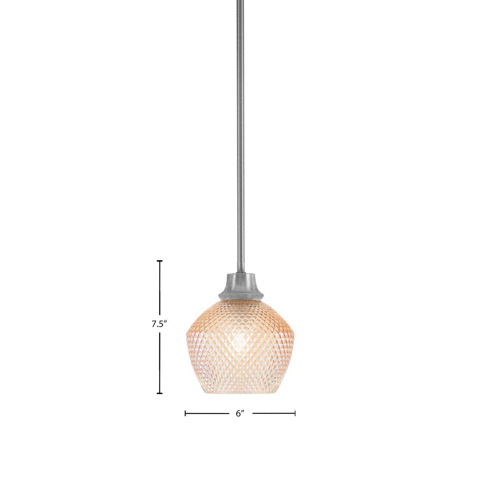 Toltec Stem 5in 1-Light Pendant | Modern Graphite Steel and Amber Textured Glass | Kitchen Island & Dining Room | 5 x 7.5 in | Model 33-GP-4623
