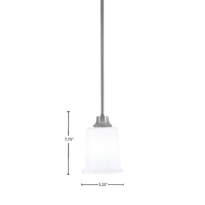 Toltec Stem 5.25in 1-Light Pendant | Graphite Steel and White Opal Glass | Kitchen Island & Dining Room | 5.25 x 7.75 in | Model 33-GP-5031