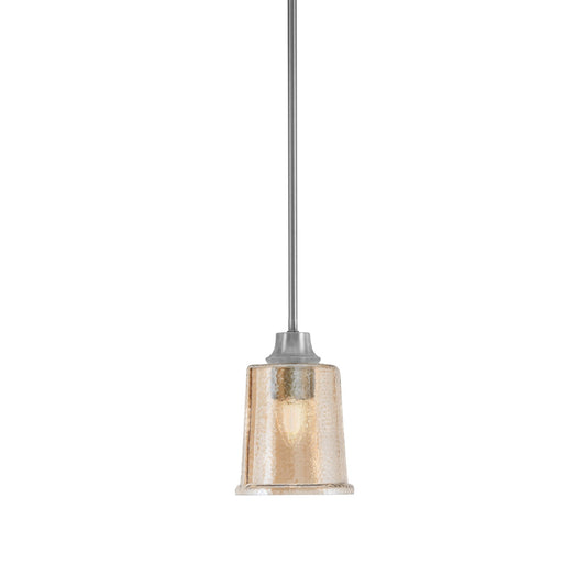 Toltec Stem 5.25in 1-Light Pendant | Graphite Steel and Amber Bubble Glass | Kitchen Island & Dining Room | 5.25 x 7.75 in | Model 33-GP-5033