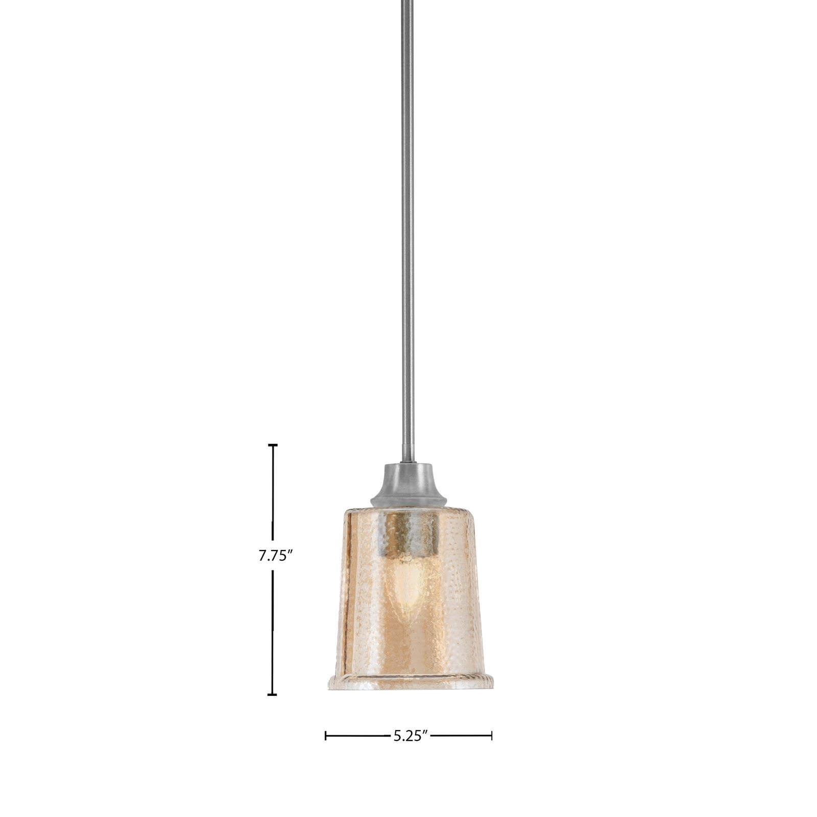 Toltec Stem 5.25in 1-Light Pendant | Graphite Steel and Amber Bubble Glass | Kitchen Island & Dining Room | 5.25 x 7.75 in | Model 33-GP-5033