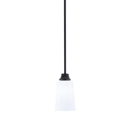 Toltec Stem 4.5in 1-Light Pendant | Modern Matte Black Steel and White Opal Glass | Kitchen Island & Dining Room | 4.5 x 4.5 x 9 in | Model 33-MB-261