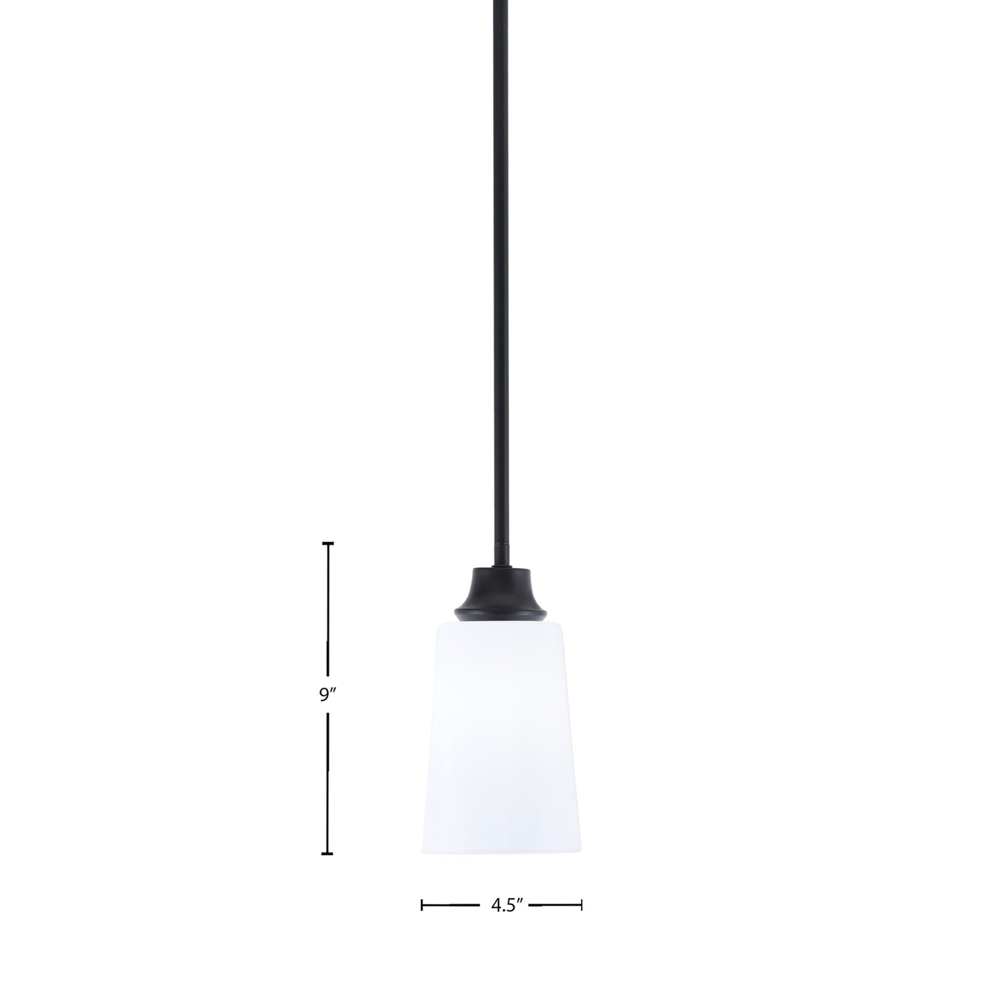 Toltec Stem 4.5in 1-Light Pendant | Modern Matte Black Steel and White Opal Glass | Kitchen Island & Dining Room | 4.5 x 4.5 x 9 in | Model 33-MB-261