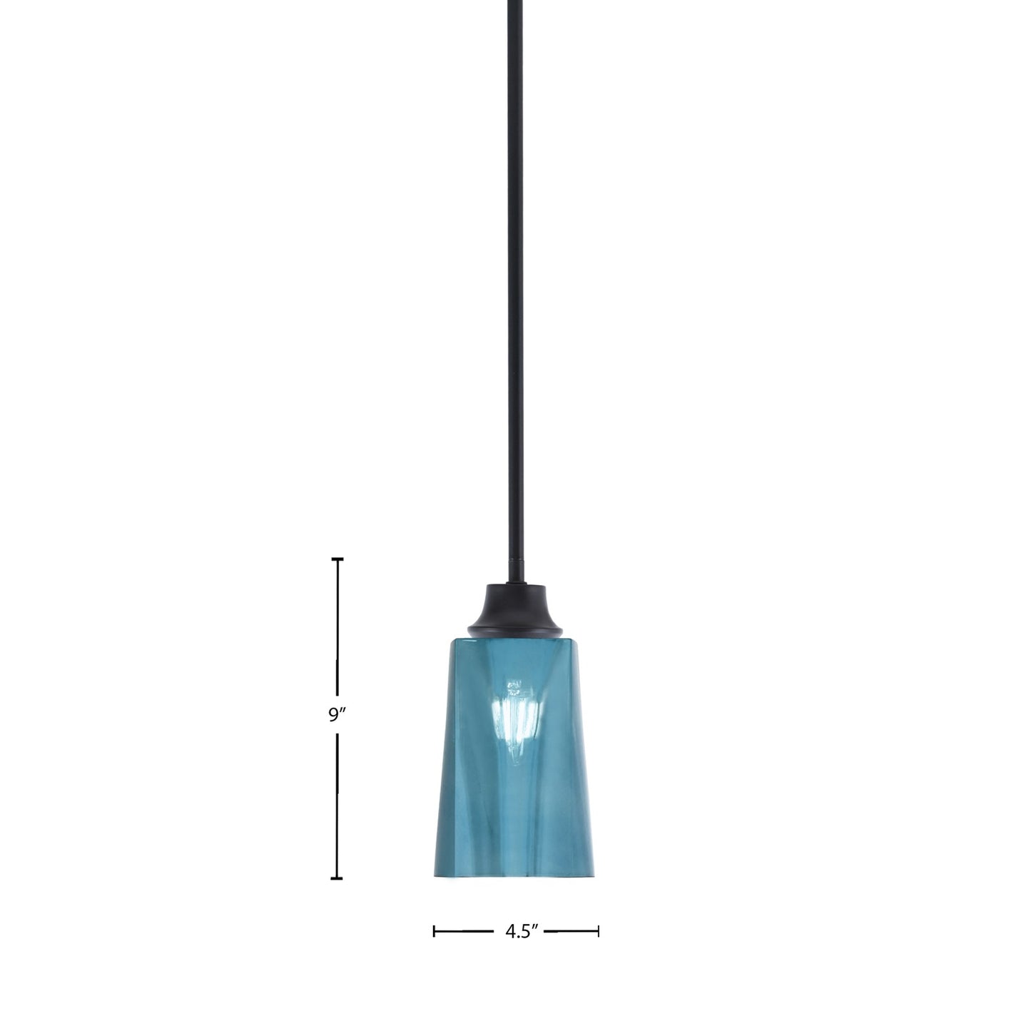 Toltec Stem 4.5in 1-Light Pendant | Modern Matte Black Steel and Blue Gradient Glass | Kitchen Island & Dining Room | 4.5 x 4.5 x 9 in | Model 33-MB-265