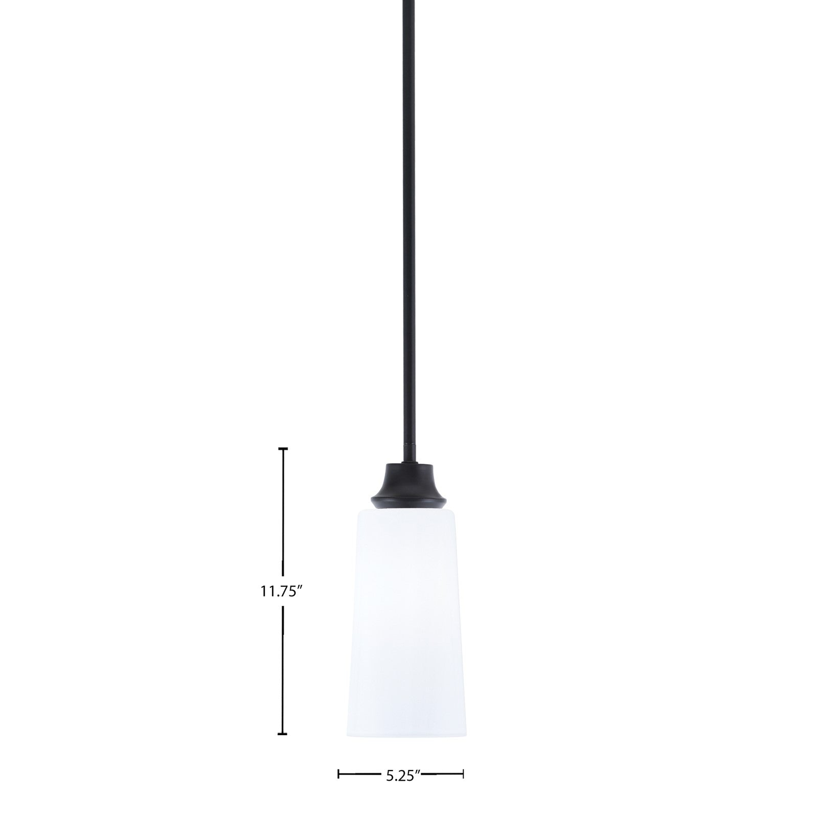 Toltec Stem 5in 1-Light Pendant | Modern Matte Black Steel and White Opal Glass | Kitchen Island & Dining Room | 5.25 x 5.25 x 11.75 in | Model 33-MB-291