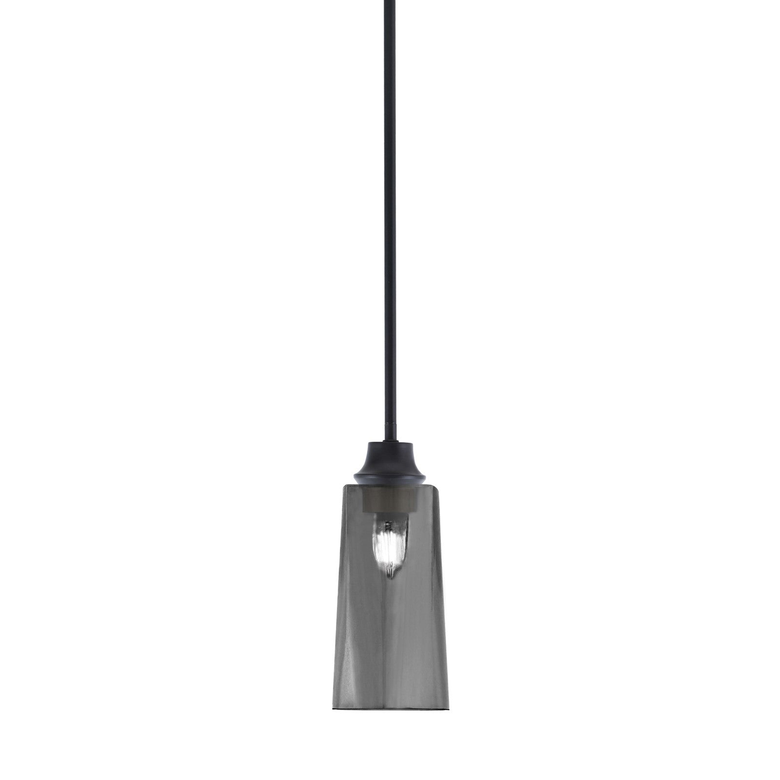 Toltec Stem 5in 1-Light Pendant | Modern Matte Black Steel and Smoke Bubble Glass | Kitchen Island & Dining Room | 5.25 x 5.25 x 11.75 in | Model 33-MB-292