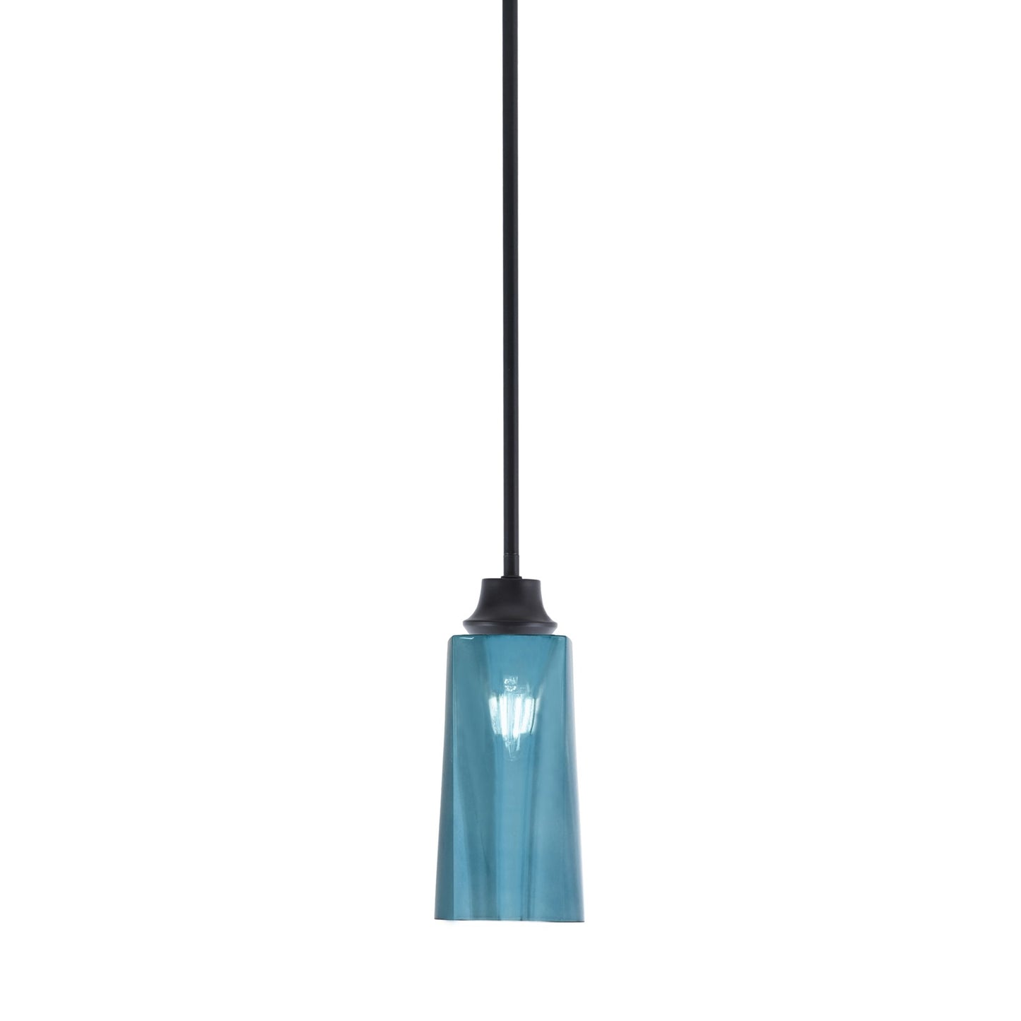 Toltec Stem 5in 1-Light Pendant | Modern Matte Black Steel and Blue Gradient Glass | Kitchen Island & Dining Room | 5.25 x 5.25 x 11.75 in | Model 33-MB-295