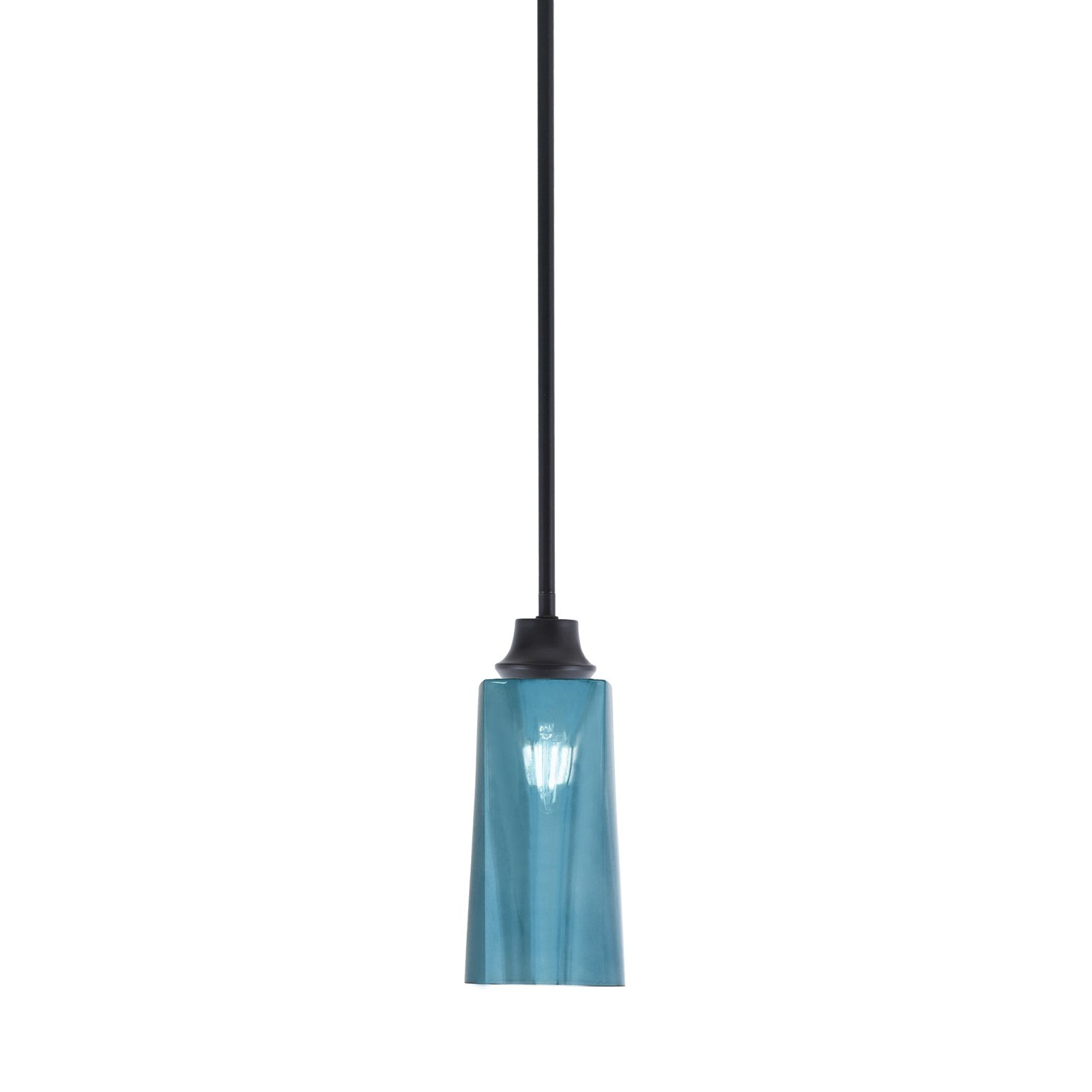 Toltec Stem 5in 1-Light Pendant | Modern Matte Black Steel and Blue Gradient Glass | Kitchen Island & Dining Room | 5.25 x 5.25 x 11.75 in | Model 33-MB-295