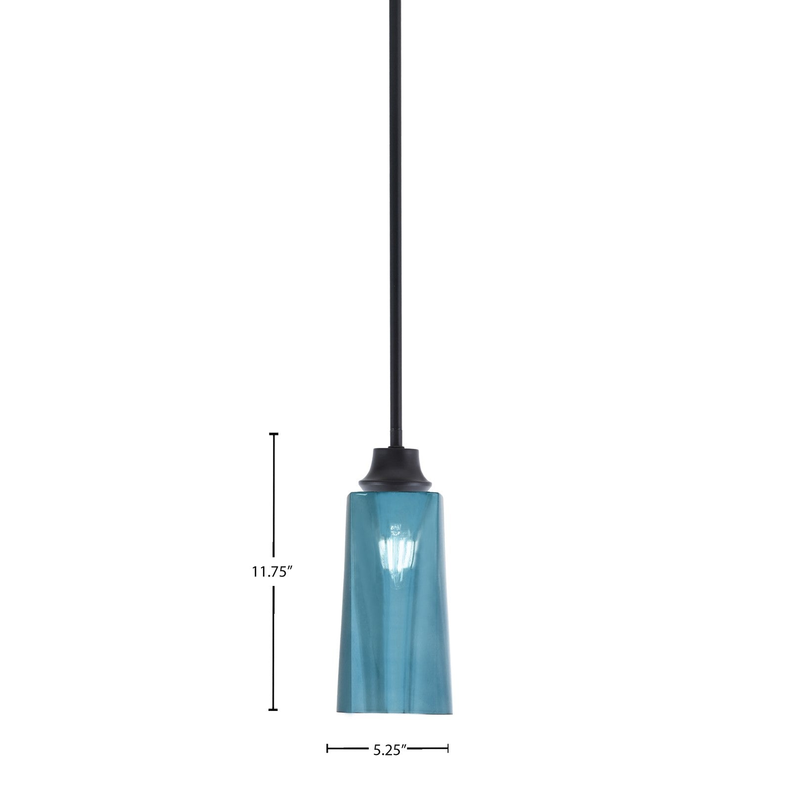 Toltec Stem 5in 1-Light Pendant | Modern Matte Black Steel and Blue Gradient Glass | Kitchen Island & Dining Room | 5.25 x 5.25 x 11.75 in | Model 33-MB-295