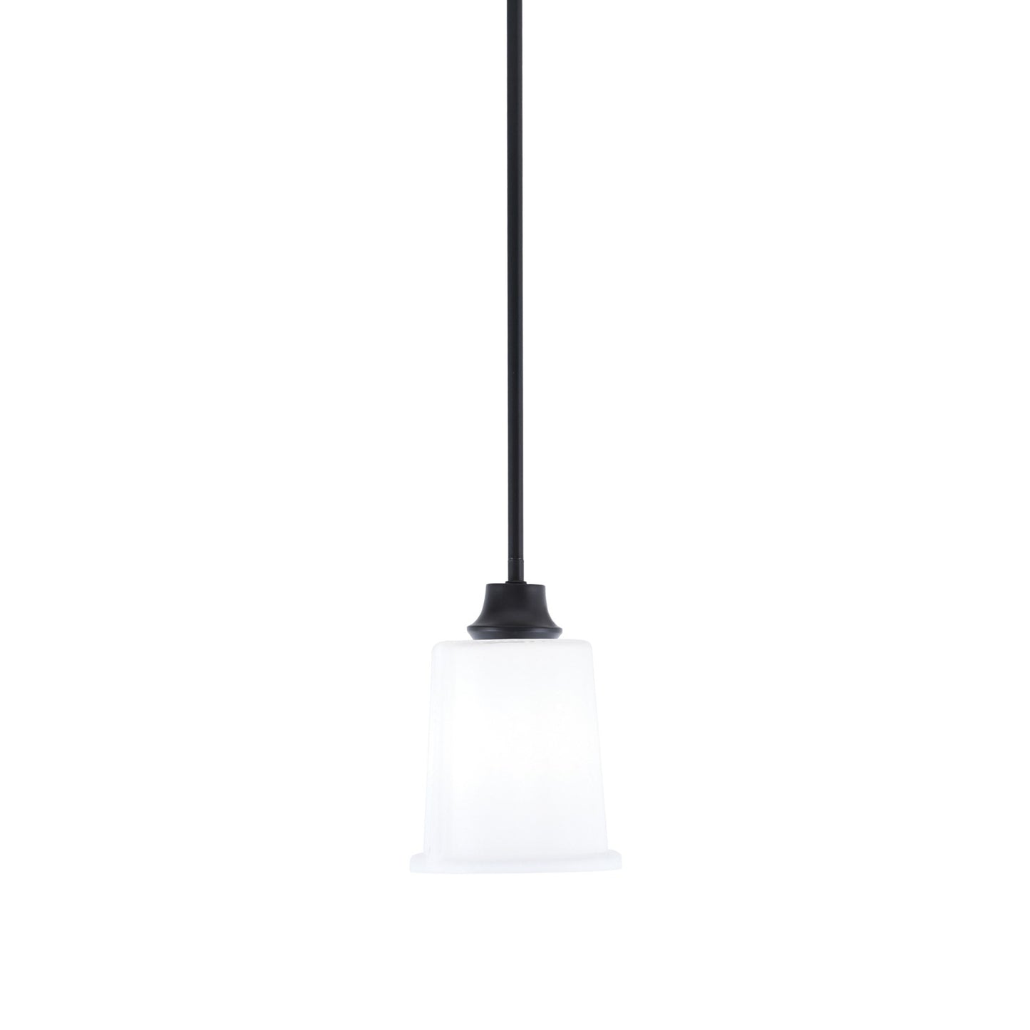 Toltec Stem 5.25in 1-Light Pendant | Modern Matte Black Steel and White Opal Glass | Kitchen Island & Dining Room | 5.25 x 7.75 in | Model 33-MB-5031