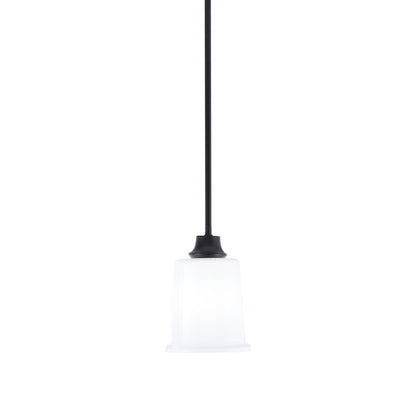Toltec Stem 5.25in 1-Light Pendant | Modern Matte Black Steel and White Opal Glass | Kitchen Island & Dining Room | 5.25 x 7.75 in | Model 33-MB-5031