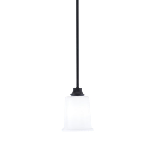 Toltec Stem 5.25in 1-Light Pendant | Modern Matte Black Steel and White Opal Glass | Kitchen Island & Dining Room | 5.25 x 7.75 in | Model 33-MB-5031