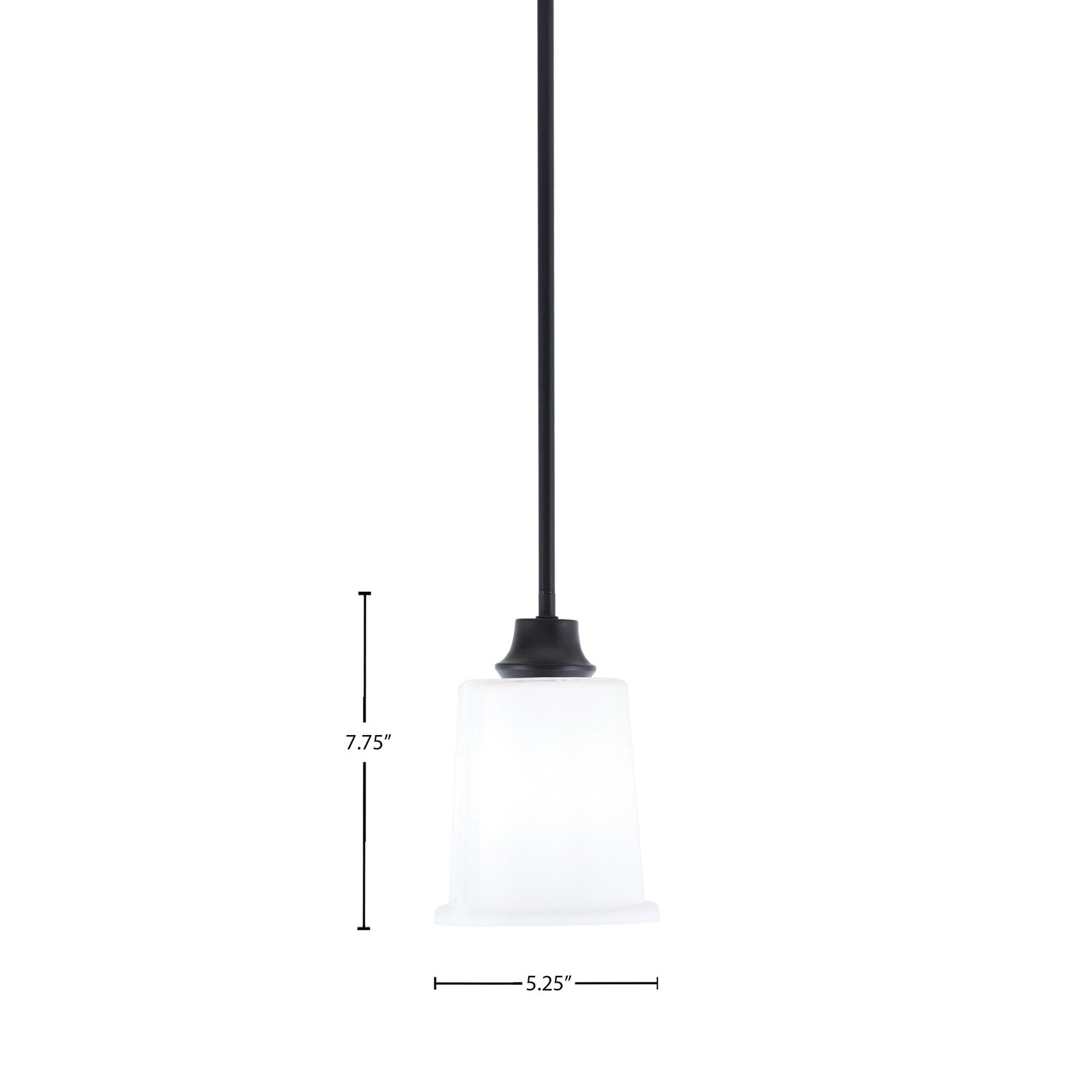 Toltec Stem 5.25in 1-Light Pendant | Modern Matte Black Steel and White Opal Glass | Kitchen Island & Dining Room | 5.25 x 7.75 in | Model 33-MB-5031