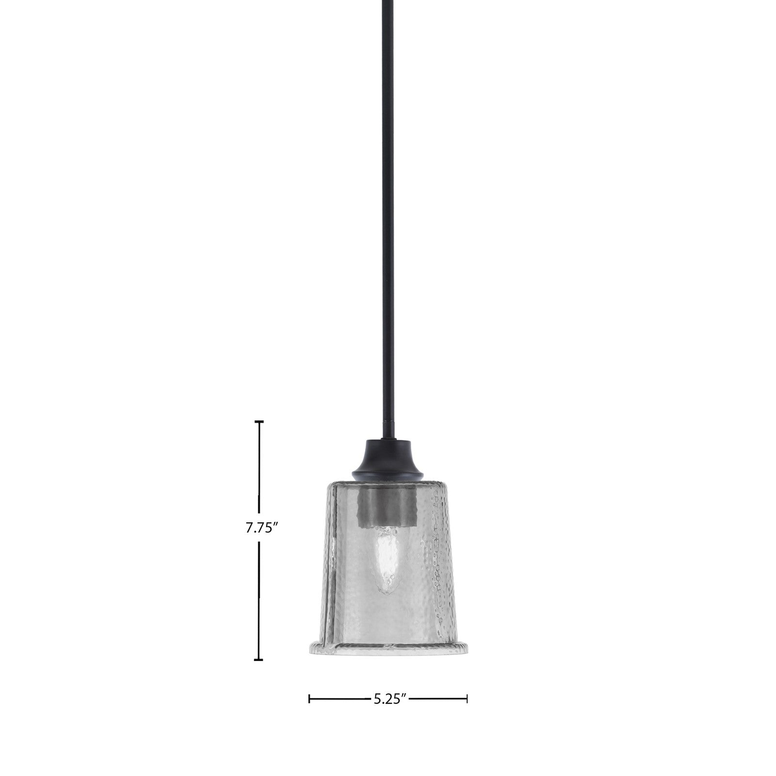 Toltec Stem 5.25in 1-Light Pendant | Industrial Matte Black Steel and Smoke Bubble Glass | Kitchen Island & Dining Room | 5.25 x 7.75 in | Model 33-MB-5032