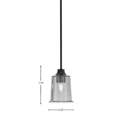 Toltec Stem 5.25in 1-Light Pendant | Industrial Matte Black Steel and Smoke Bubble Glass | Kitchen Island & Dining Room | 5.25 x 7.75 in | Model 33-MB-5032