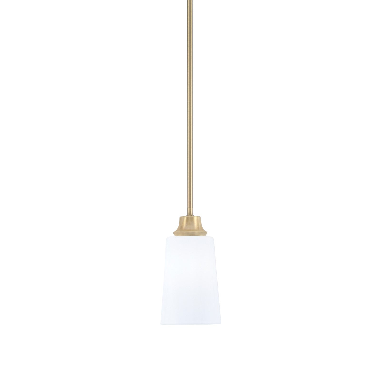 Toltec Stem 4.5in 1-Light Pendant | Modern New Age Brass Steel and White Opal Glass | Kitchen Island & Dining Room | 4.5 x 9 in | Model 33-NAB-261