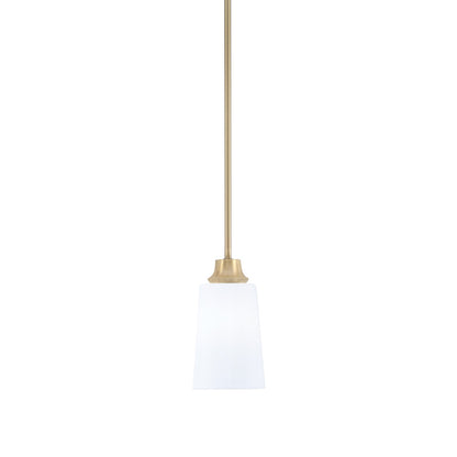 Toltec Stem 4.5in 1-Light Pendant | Modern New Age Brass Steel and White Opal Glass | Kitchen Island & Dining Room | 4.5 x 9 in | Model 33-NAB-261