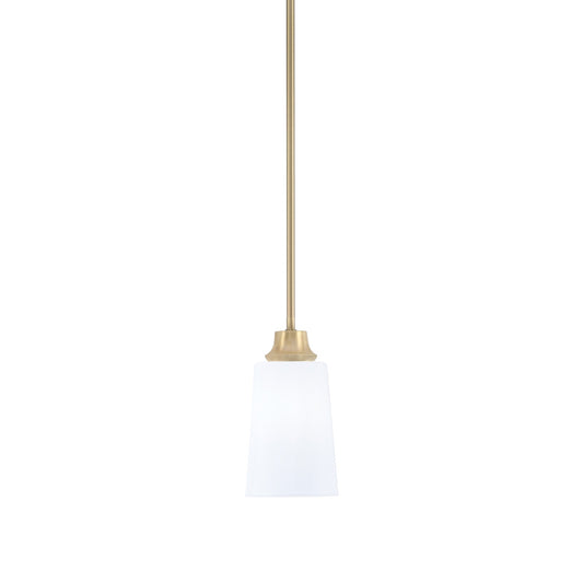 Toltec Stem 4.5in 1-Light Pendant | Modern New Age Brass Steel and White Opal Glass | Kitchen Island & Dining Room | 4.5 x 9 in | Model 33-NAB-261