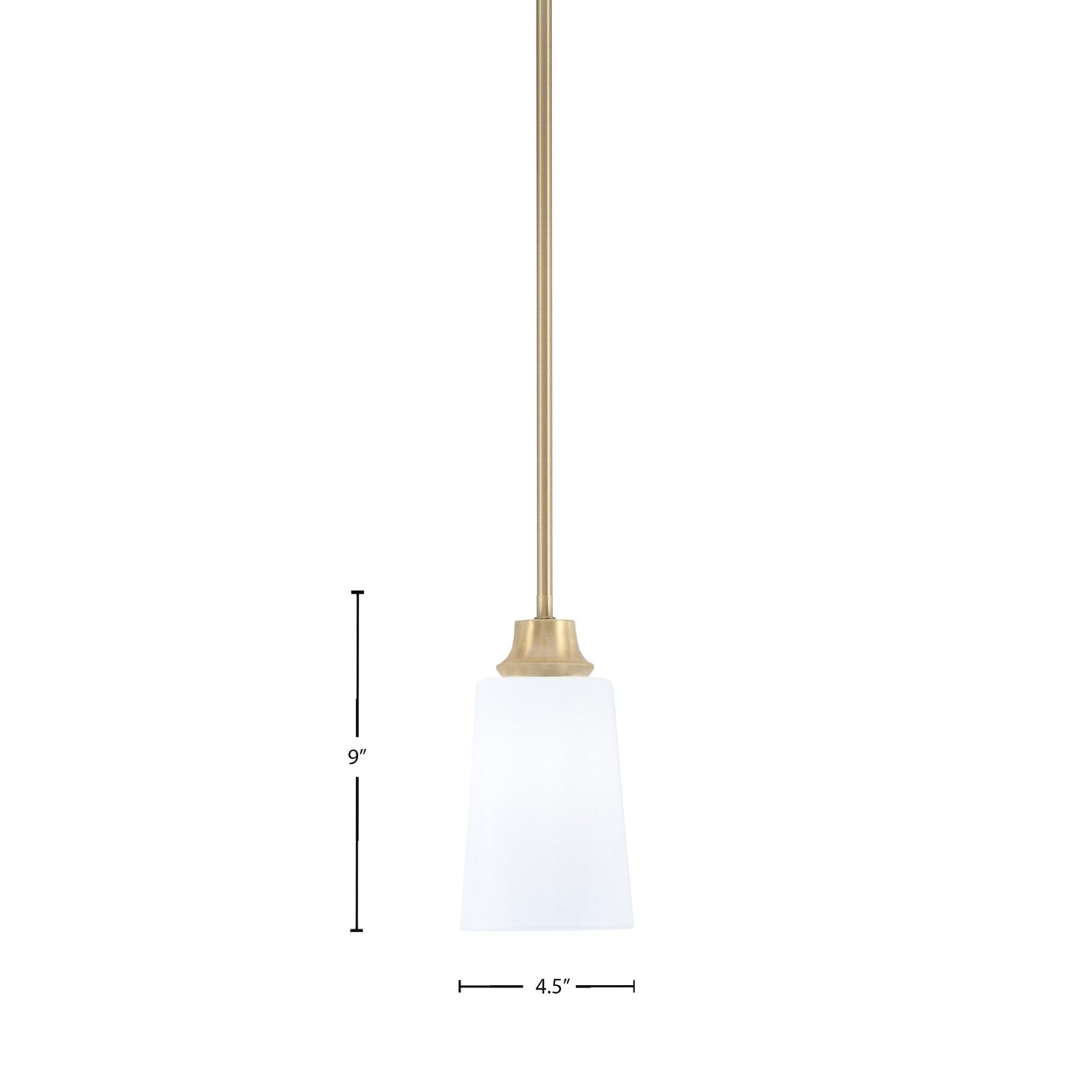Toltec Stem 4.5in 1-Light Pendant | Modern New Age Brass Steel and White Opal Glass | Kitchen Island & Dining Room | 4.5 x 9 in | Model 33-NAB-261