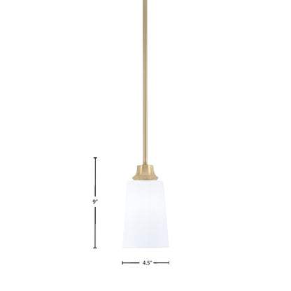 Toltec Stem 4.5in 1-Light Pendant | Modern New Age Brass Steel and White Opal Glass | Kitchen Island & Dining Room | 4.5 x 9 in | Model 33-NAB-261