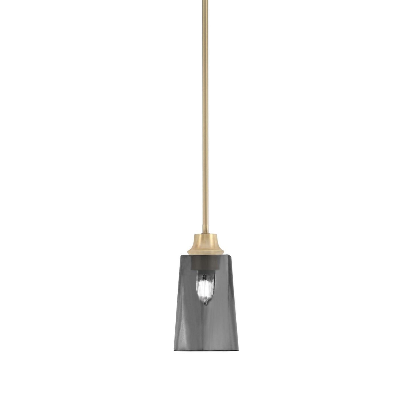 Toltec Stem 4.5in 1-Light Pendant | Modern New Age Brass Steel and Smoke Bubble Glass | Kitchen Island & Dining Room | 4.5 x 9 in | Model 33-NAB-262