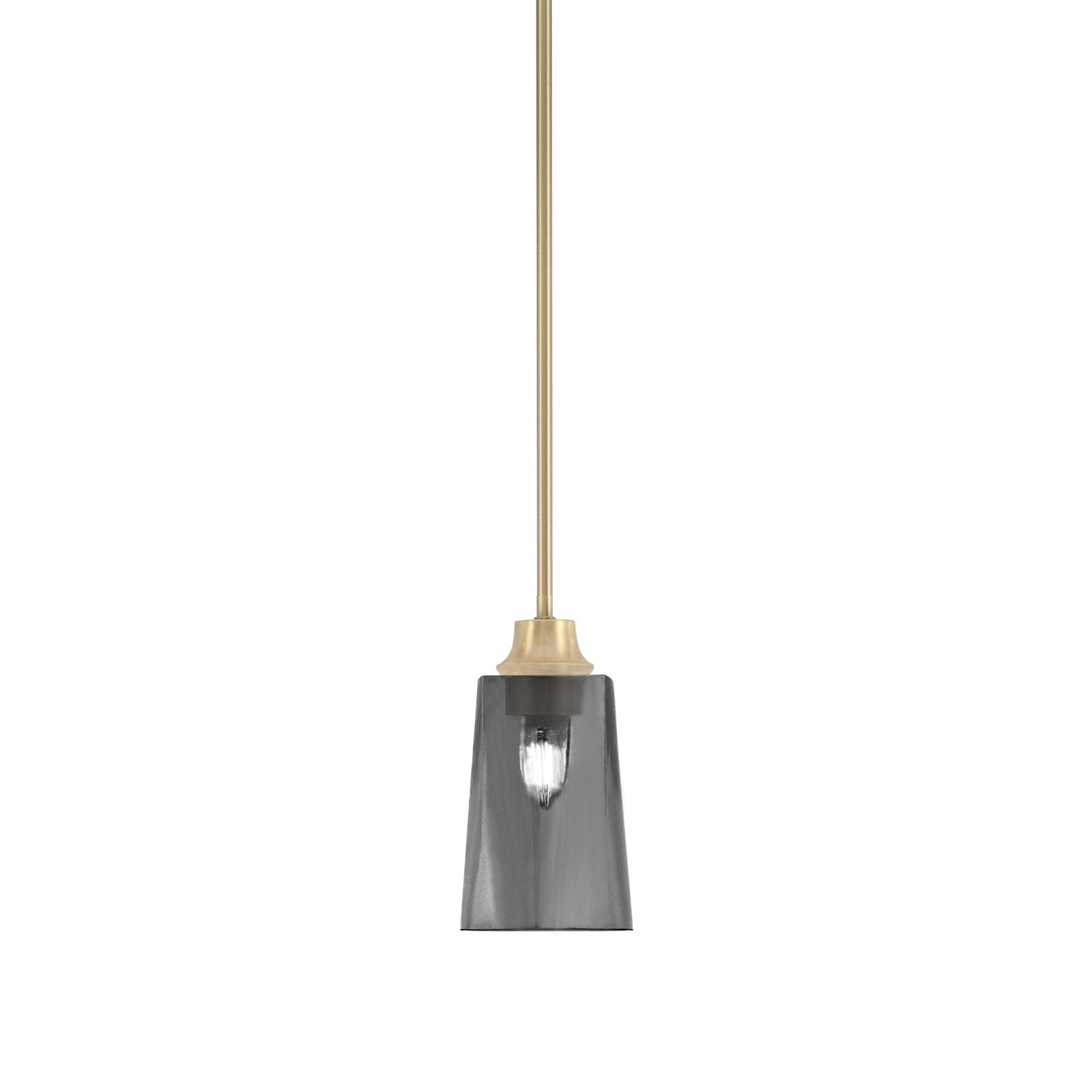Toltec Stem 4.5in 1-Light Pendant | Modern New Age Brass Steel and Smoke Bubble Glass | Kitchen Island & Dining Room | 4.5 x 9 in | Model 33-NAB-262