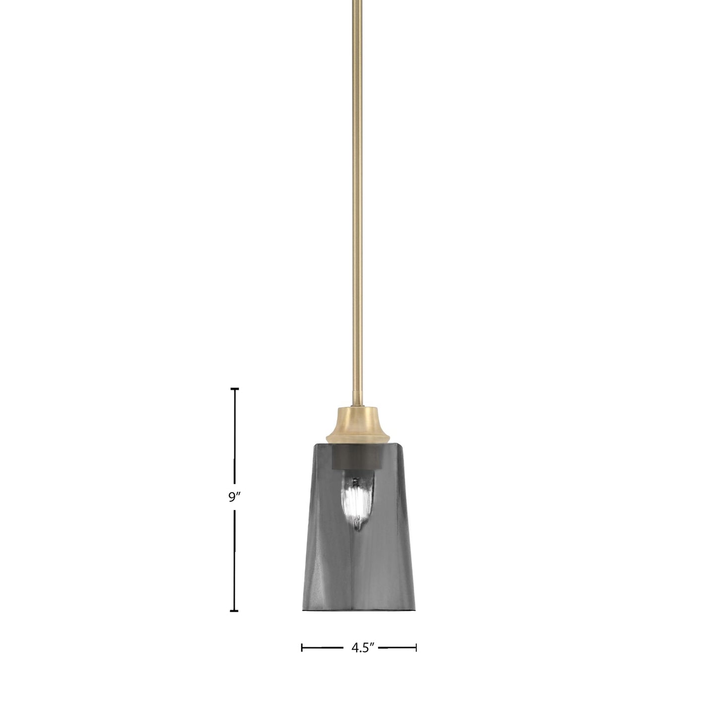 Toltec Stem 4.5in 1-Light Pendant | Modern New Age Brass Steel and Smoke Bubble Glass | Kitchen Island & Dining Room | 4.5 x 9 in | Model 33-NAB-262