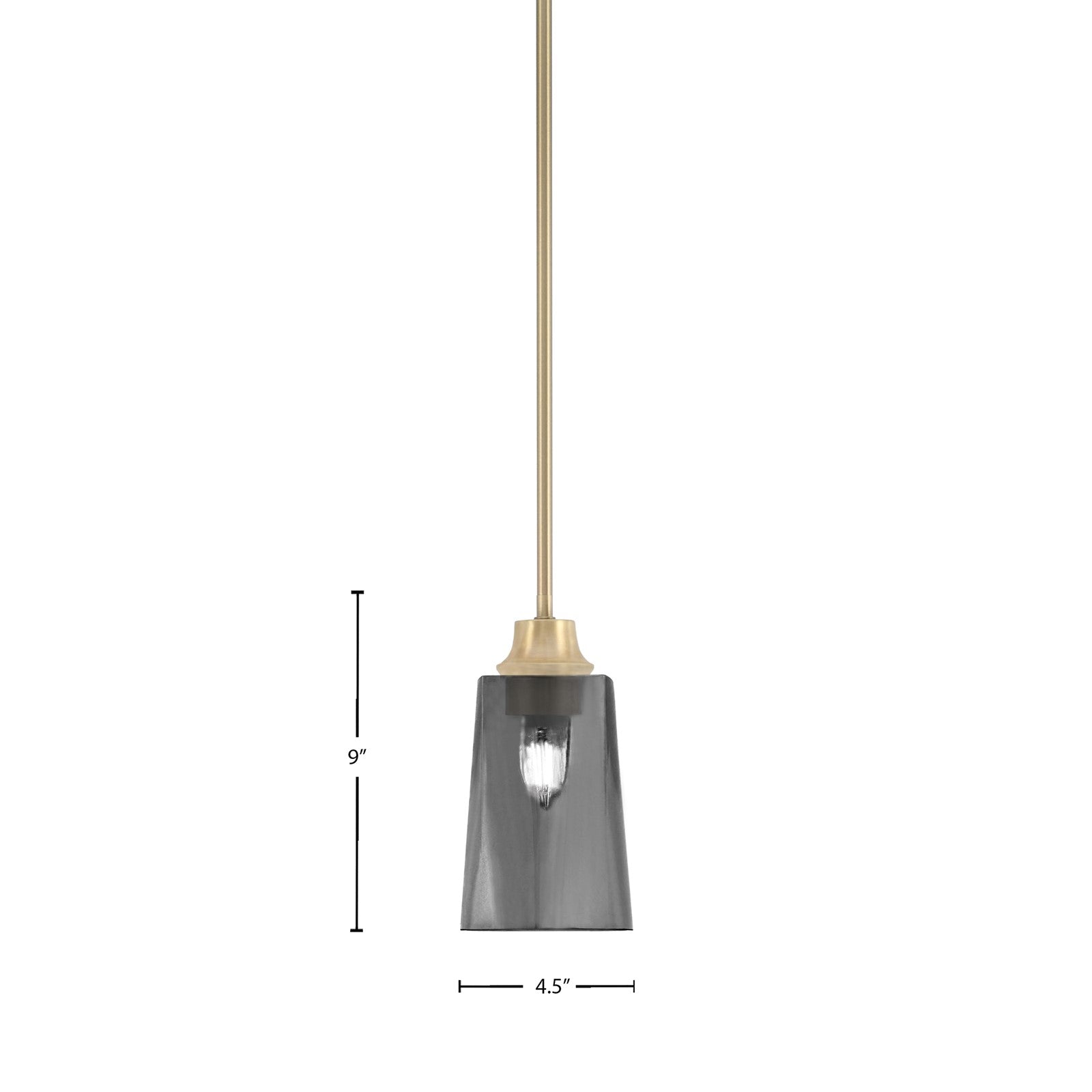 Toltec Stem 4.5in 1-Light Pendant | Modern New Age Brass Steel and Smoke Bubble Glass | Kitchen Island & Dining Room | 4.5 x 9 in | Model 33-NAB-262