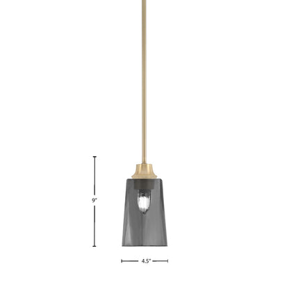 Toltec Stem 4.5in 1-Light Pendant | Modern New Age Brass Steel and Smoke Bubble Glass | Kitchen Island & Dining Room | 4.5 x 9 in | Model 33-NAB-262