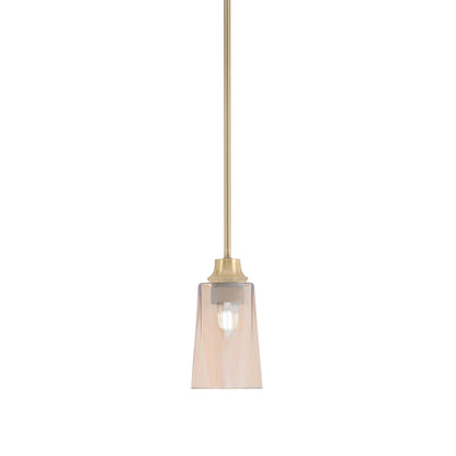 Toltec Stem 1-Light Pendant | New Age Brass and Amber Gradient Glass | Kitchen Island & Dining Room | 4.5 x 4.5 x 9 in | Model 33-NAB-263