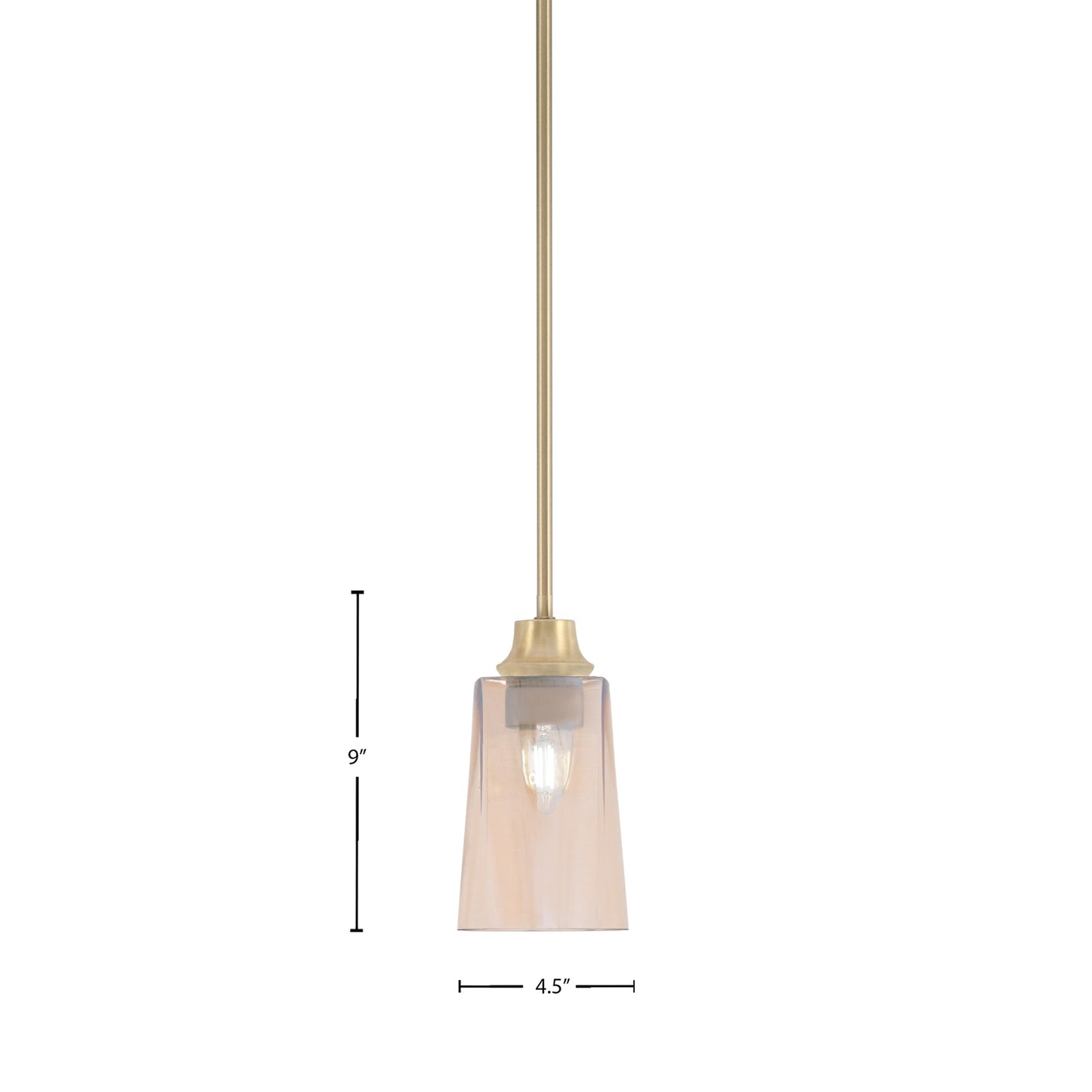 Toltec Stem 1-Light Pendant | New Age Brass and Amber Gradient Glass | Kitchen Island & Dining Room | 4.5 x 4.5 x 9 in | Model 33-NAB-263
