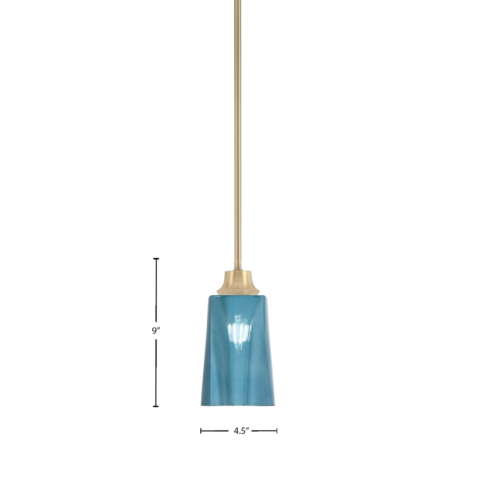 Toltec Stem 1-Light Pendant | New Age Brass and Blue Gradient Glass | Kitchen Island & Dining Room | 4.5 x 4.5 x 9 in | Model 33-NAB-265
